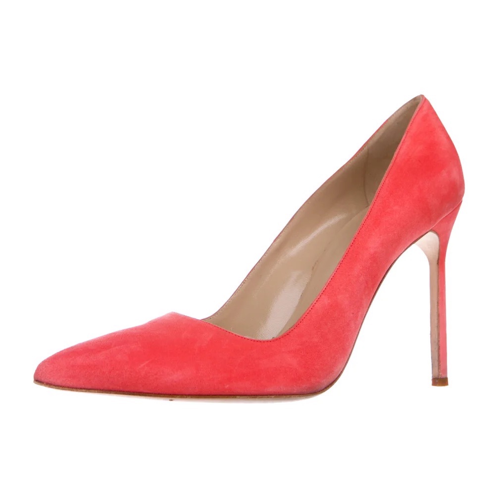 Manolo Blahnik Coral Suede Pointed Toe Bb Pumps Size 39.5